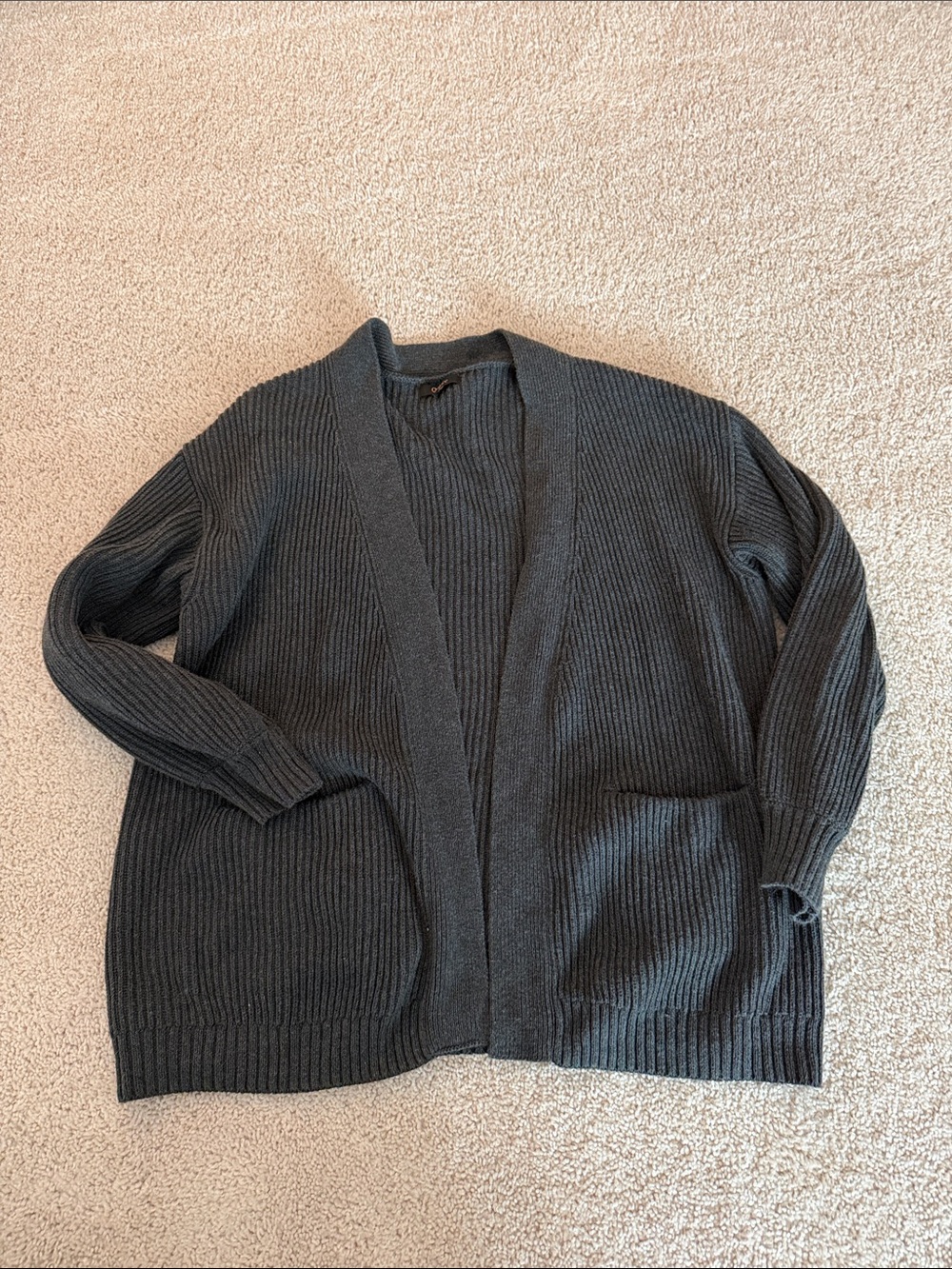 Quince Charcoal Ribbed Open-Front Women's Cardigan